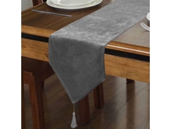 2026-mantel De Mesa Falso Lino Brillante Lavable Con Borlas 35x178 Cm Gris Oscuro Flash