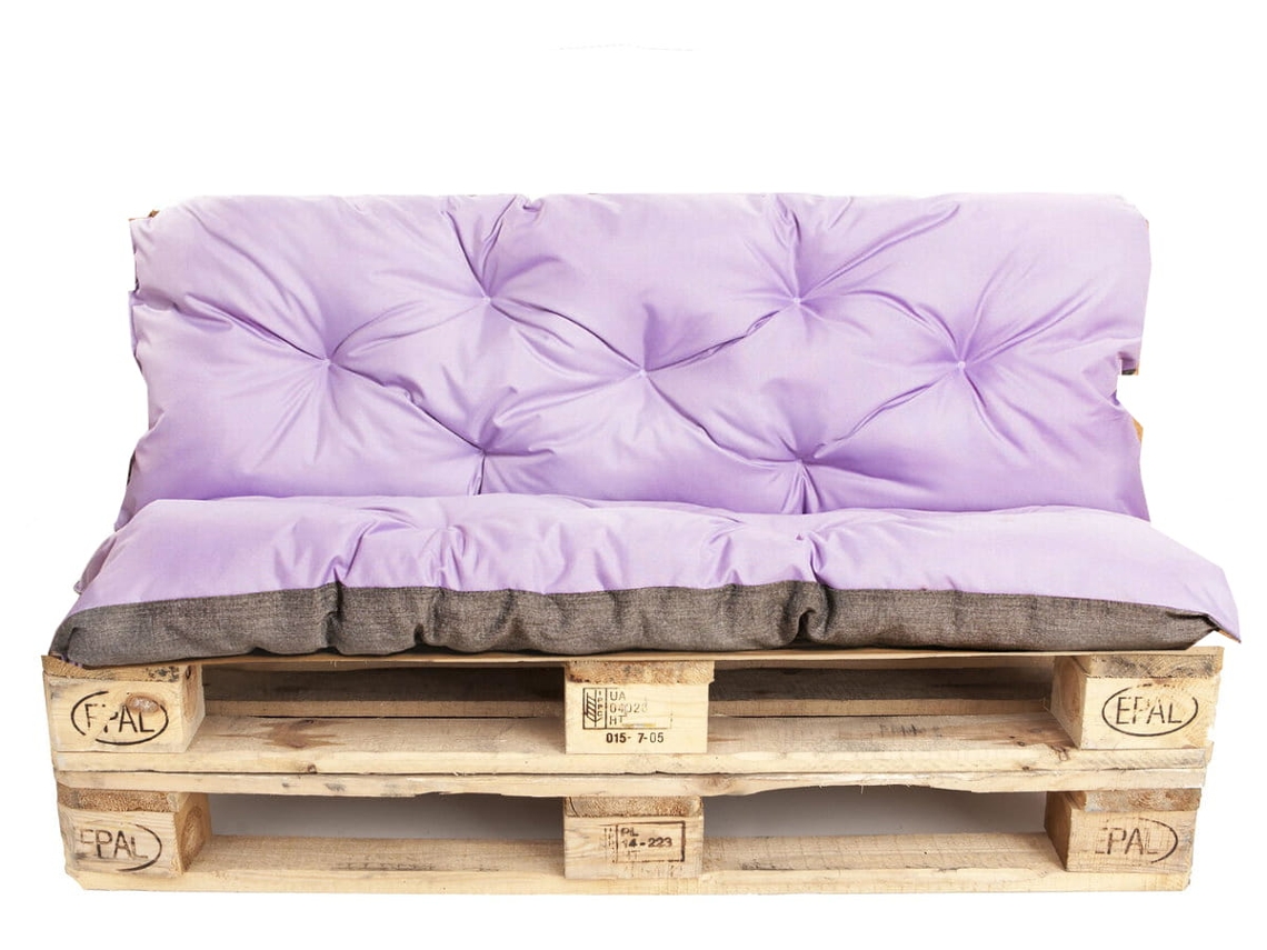 Set Cojines de palet Asiento 120 x 60 y Respaldo 120 x 60cm Morado claro cojines de sofá - cojín para palet de interior - exterior SETGARDEN