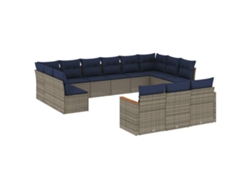 Maison Exclusive - Conjunto De Sofá De Jardín De 13 Piezas Con Cojines, Poliratán Gris