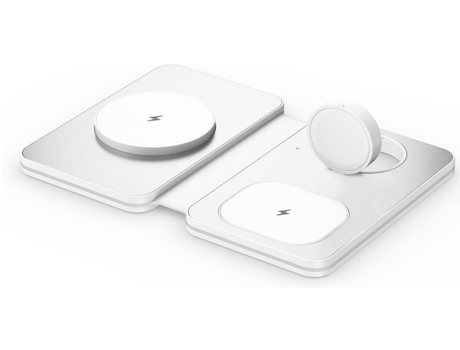 Estación de carga inalámbrica 3 en 1, cargador inalámbrico de viaje plegable para iPhone 15/14/13/12/11/X/8 Series, soporte de cargador Mag-Safe CH...