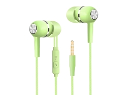 Auriculares Con Cable (verdes) Con Micrófono, Estéreo Hifi Con Graves Potentes.