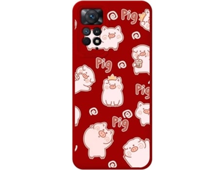 Carcasa Xiaomi Redmi Note 11 Pro TUMUNDOSMARTPHONE Silicona Líquida Dibujos Cerdos Rojo