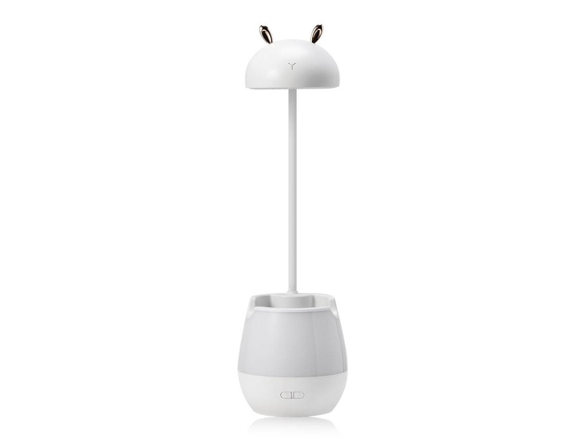 Lámpara de escritorio LED con portalápices recargable, luz de radio ajustable, atenuador continuo, recargable, dormitorio por la noche (blanco)