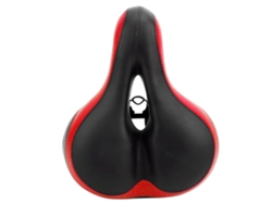 Sillín de bicicleta de microfibra con diseño en relieve y amortiguador, negro y rojo | Sin marca