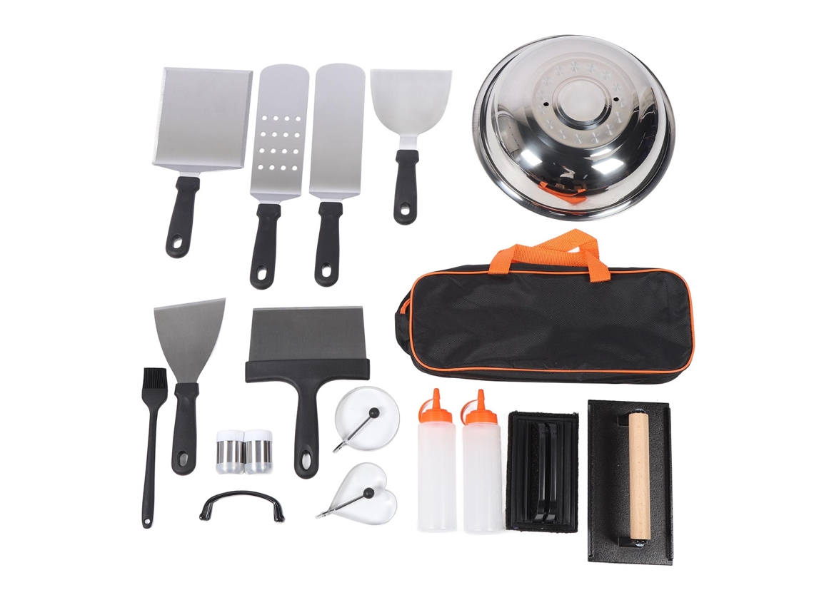 Juego de herramientas para barbacoa de acero inoxidable de 17 piezas