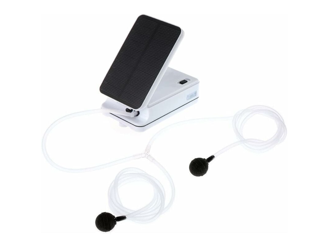 Aireador solar para peces y bomba de aire portátil con motor de alta eficiencia para acuarios, peceras, piscinas y estanques. Carga rápida.