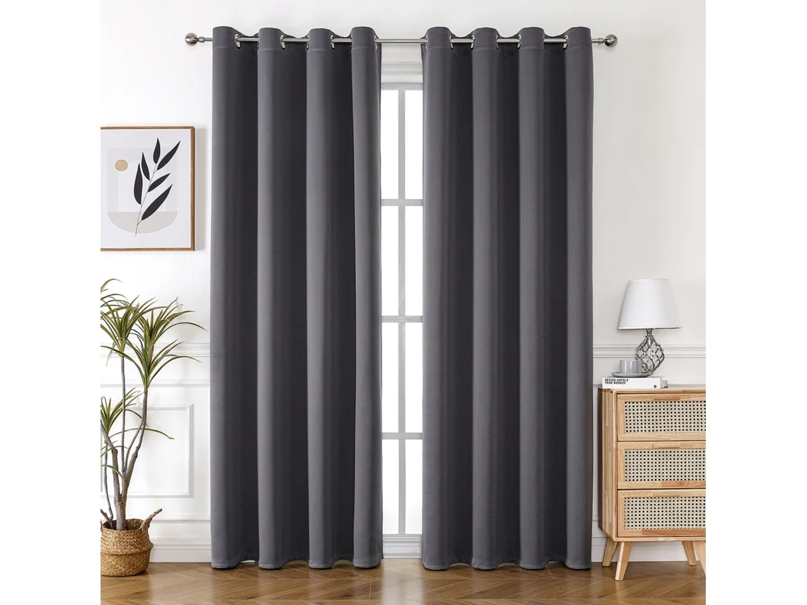 Cortinas Opacas 2 Pcs 200×140 Cm Aislantes Frío/calor Gris Oscuro Tommy01