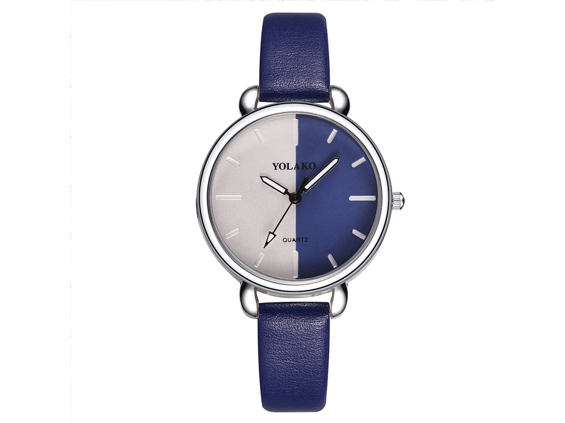 Reloj De Pulsera Casual De Moda Para Mujer Con Correa De Pu Azul Oscuro - Movimiento De Cuarzo Sencillo Y Elegante