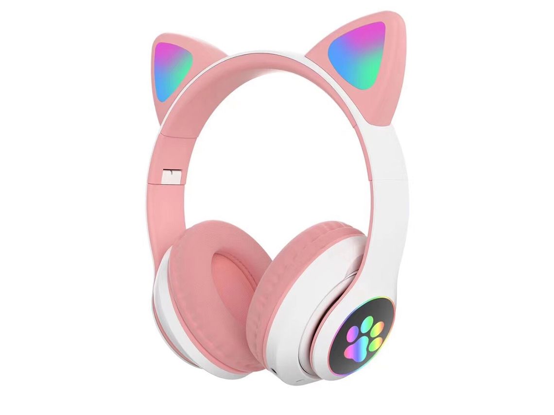 Auriculares Bluetooth para niños, auriculares plegables para niñas sobre la  oreja, auriculares inalámbricos para niños con orejas de gato con luz LED y  micrófono para la escuela/tableta/teléfono móvil