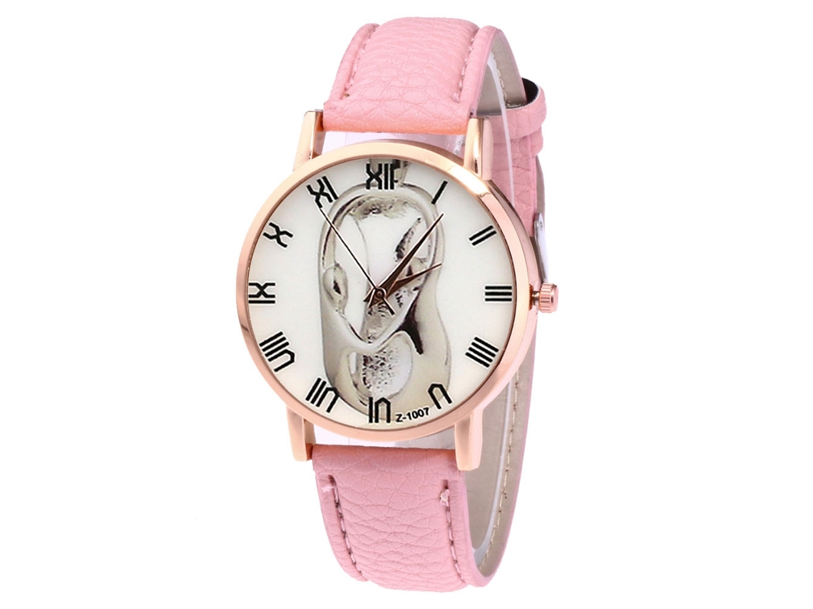 Reloj De Pulsera Analógico De Aleación Con Esfera Redonda, Movimiento De Cuarzo, Moderno Para Hombres Y Mujeres, Color Rosa.