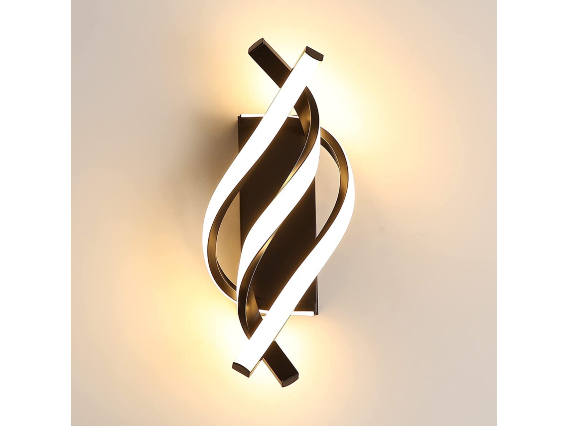 Candelero De Pared Led Interior Moderno - Luz Tricolor - Negro-33x12 Cm