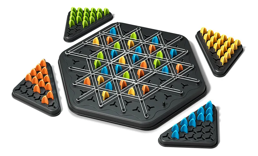 Juego de mesa triangular con ligas para varios jugadores slowmoose
