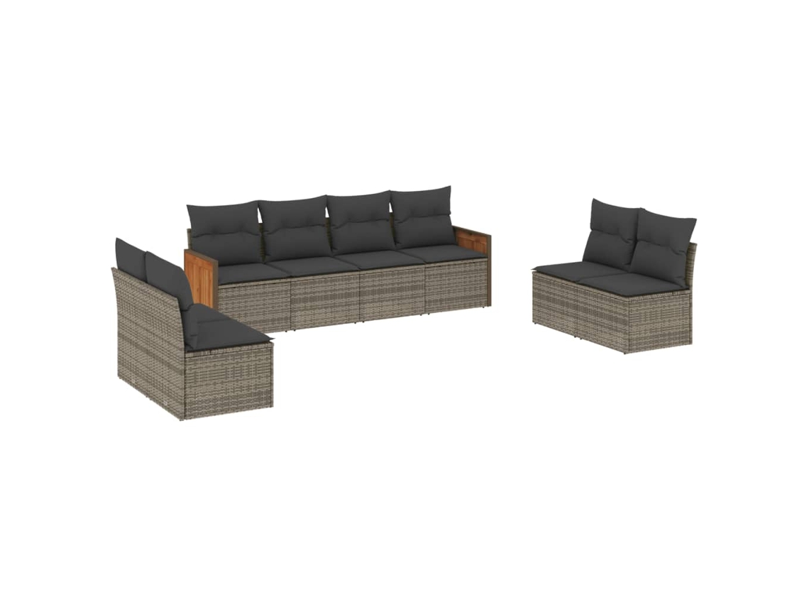 Maison Exclusive - Set De Sofás De Jardín 8 Pzas Y Cojines Ratán Sintético Gris