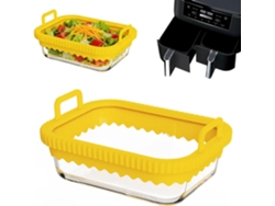 Bandeja De Vidro Temperado Para Fritadeira A Ar Com Alças De Silicone, Resistente Ao Calor, Durável, Fácil De Limpar E Versátil Para Assar, Reaquecer E Preparar Refeições.