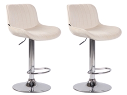 Juego de 2 taburetes de bar modernos, cómodos y ajustables de terciopelo color crema con base metálica en forma de trompeta Tdb10393