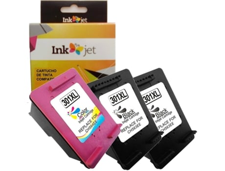 Pack 3 Cartuchos de Tinta Compatibles HP 301XL Ch561EE/Ch563EE Ch564EE/Ch562EE Alta Calidad