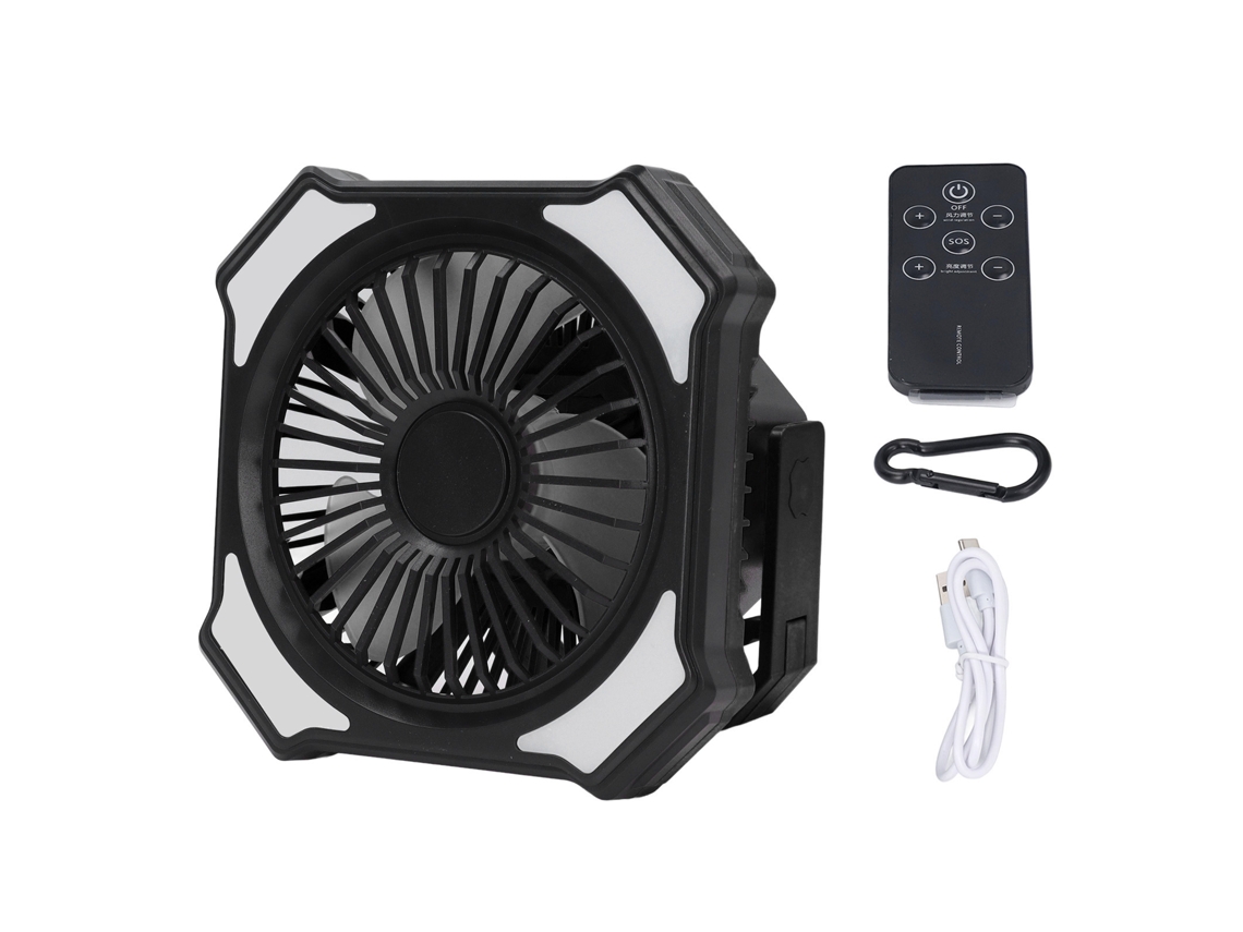 Ventilador LED portátil recargable con batería de 10000 mAh - Negro