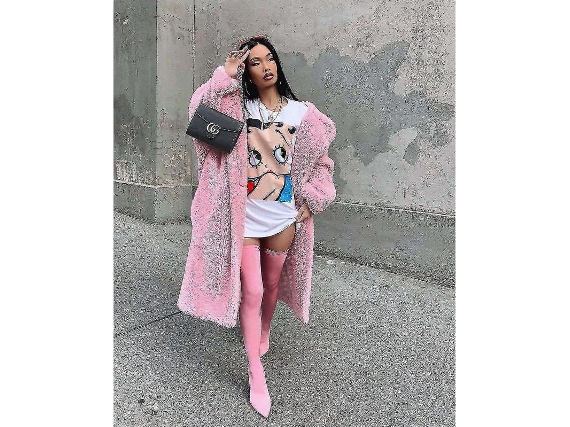 2026-chaqueta Larga Fluffy De Invierno Para Mujer De Poliéster