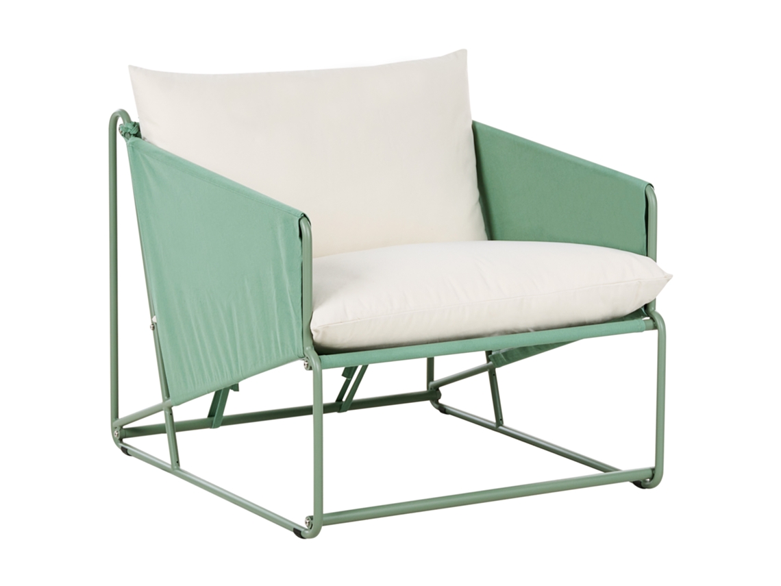 Silla de jardín Beliani con cojín Puente de acero Verde 89x94x88