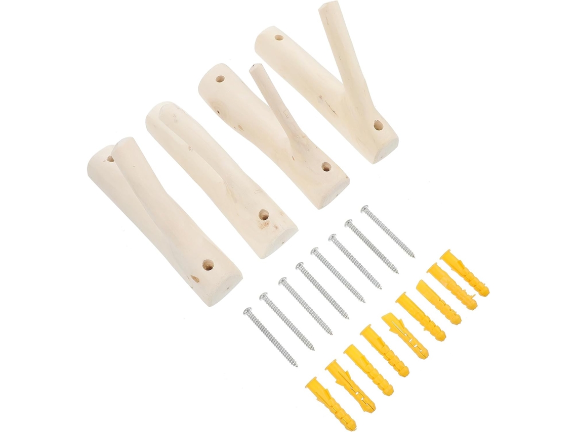 Juego de 4 ganchos de perchero de madera CHABERLU (4 ganchos)