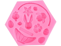 Molde de silicona para fondant con forma de conejo, huevo y flor para decorar tartas y preparar dulces para Gokoco