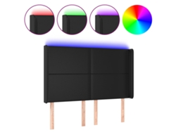 Maison Exclusive - Cabecero Con Led Cuero Sintético Negro 147x16x118/128 Cm