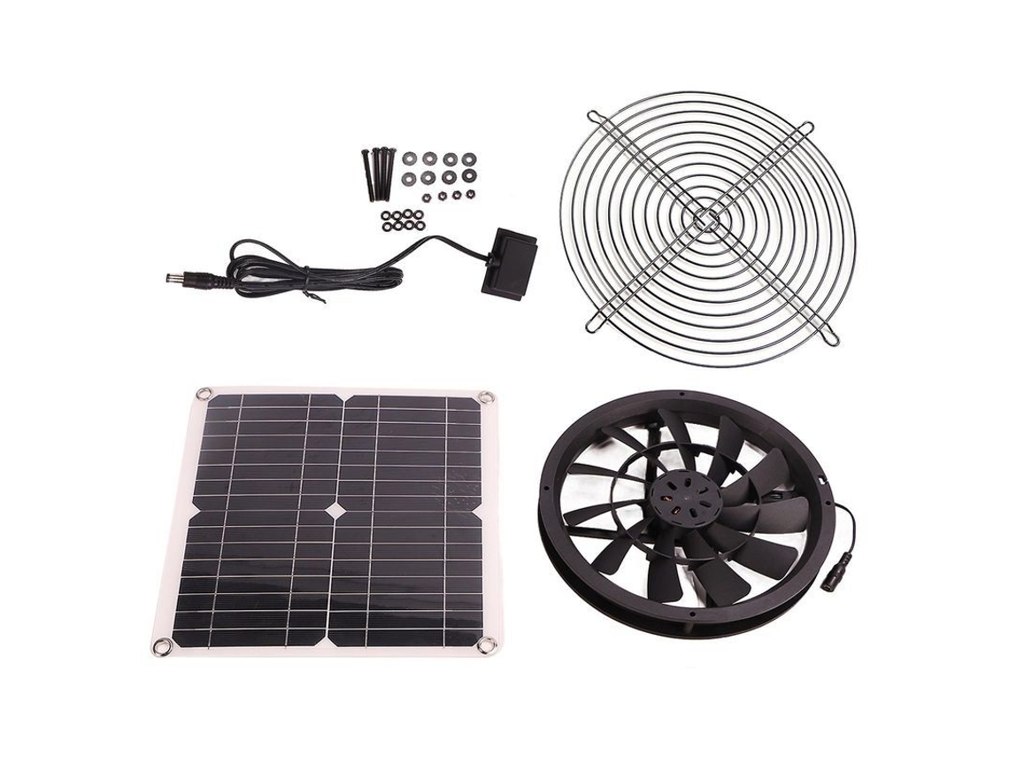Kit De Ventilador Solar Dc Sin Escobillas De 18 V Y 12 W Resistente Al Agua Para Taller, Caseta De Mascotas, Invernadero Y Más.