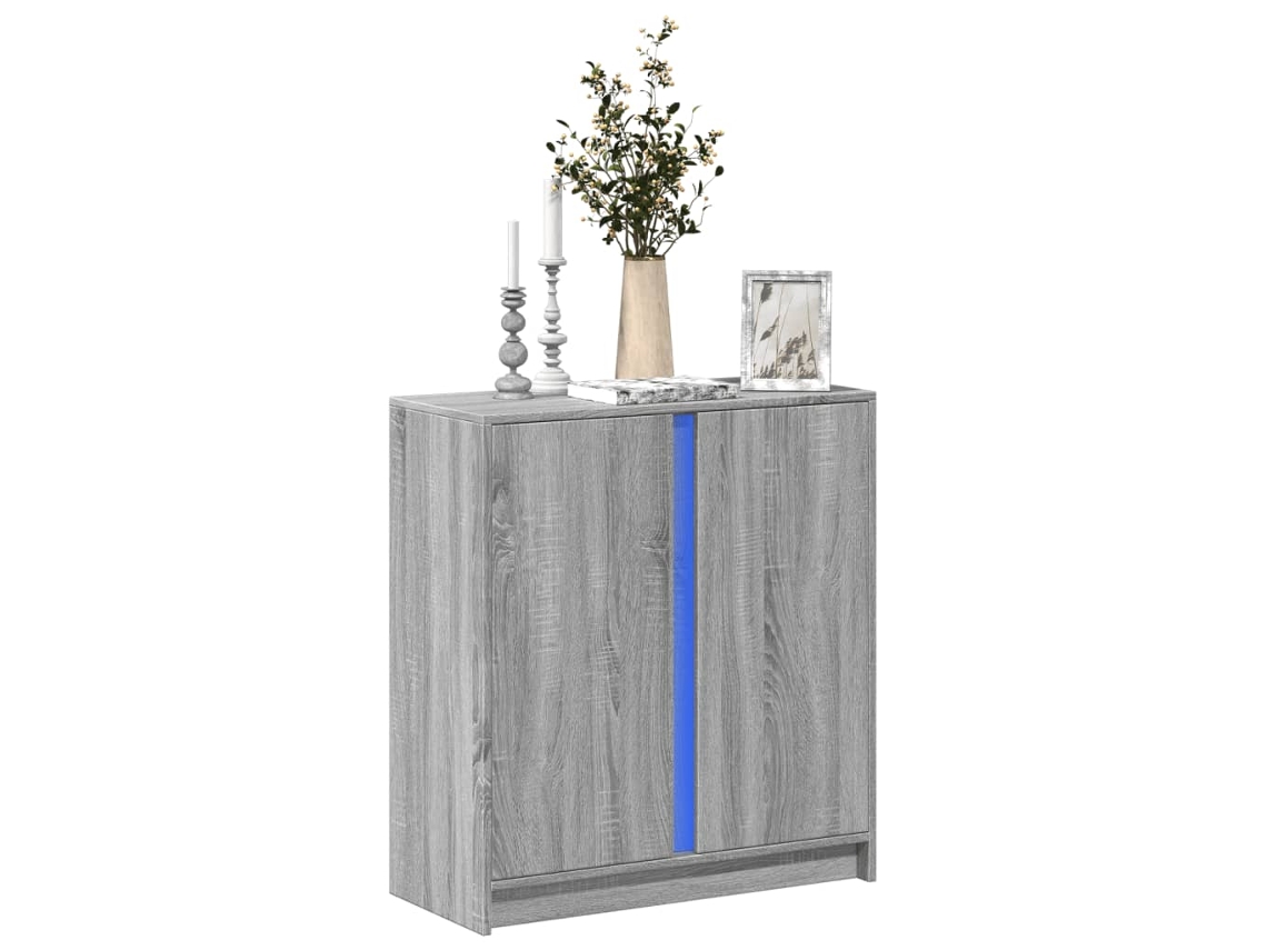 Aparador Con Led Madera De Ingeniería Gris Sonoma 77x34x85 Cm
