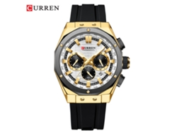 Reloj unisex multifuncional (blanco) con esfera grande, resistente al agua, calendario, reloj para parejas con correa de caucho.