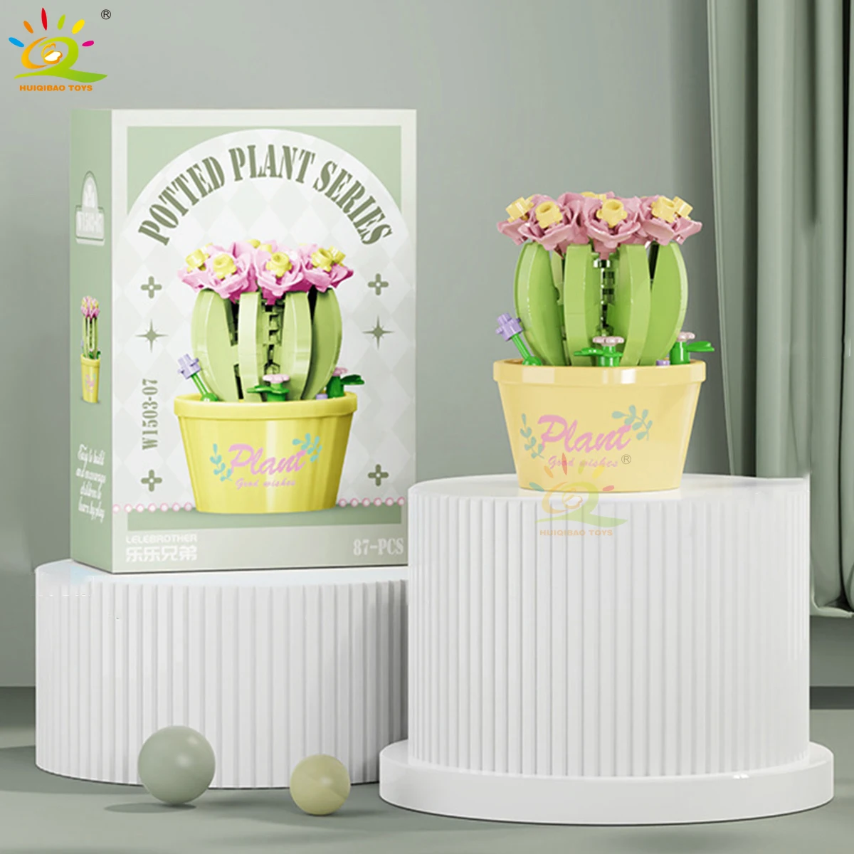 Jarrón de flores DIY, bloques de construcción, hazlo tú mismo, ramo eterno