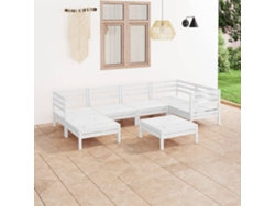 Conjunto de salón de jardín de 7 piezas de pino macizo blanco Dkd Home Decor