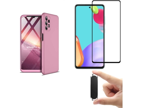 Kit Funda, Protector y Soporte Samsung Galaxy A72 5G Slim Armor 360º Rosa