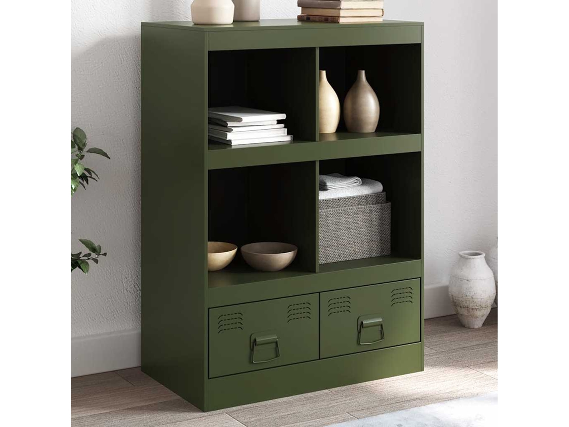 Aparador De Acero Verde Oliva 67x39x95 Cm