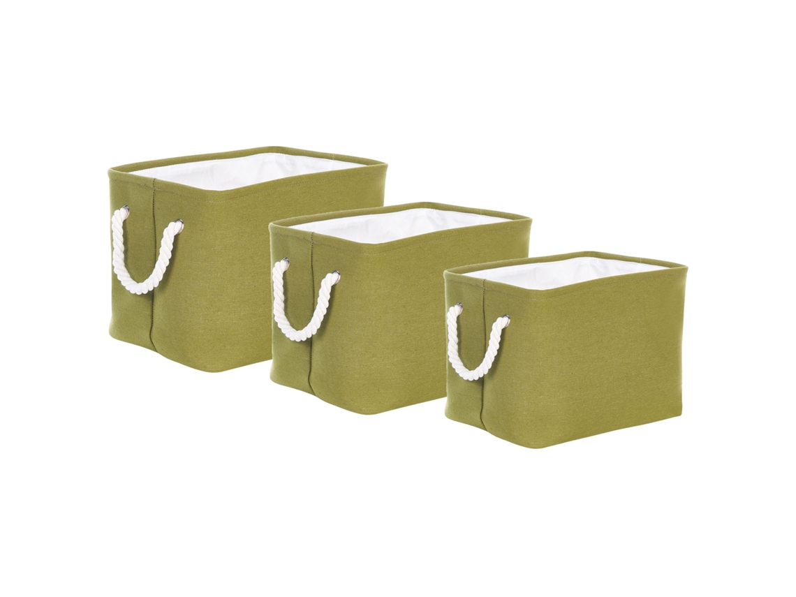 Juego de canastas decorativas BELIANI Darqab de Poliéster Verde 37x27x28