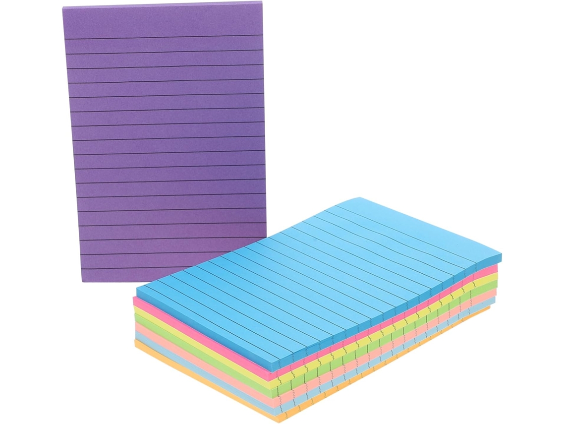 Bloc de notas adhesivas multiusos con líneas, en varios colores, para el hogar, la oficina y la escuela.
