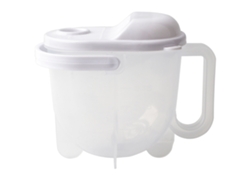 Colador multifuncional para lavar arroz, granos y frutas con mango ergonómico y resina ecológica.