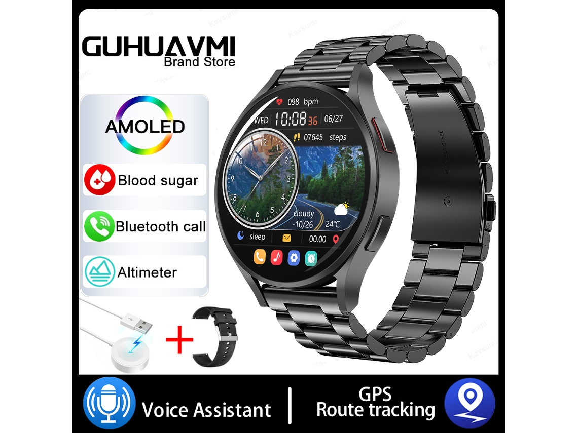 Smartwatch con GPS integrado y pantalla táctil Full HD de 1,39 pulgadas MDUG (Negro y Acero)