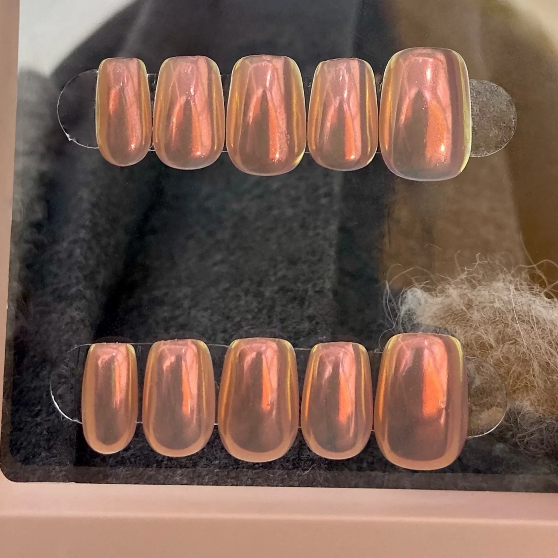 (099-s) 10 Uñas Postizas Hechas A Mano, Estilo Ballet Corto, De Presión