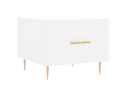 Mesa de centro con cajón, diseño moderno y contemporáneo, 50 x 50 x 40 cm, madera industrializada blanca y hierro, Dec037881