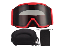 Gafas De Esquí Adulto De Doble Capa Antideslumbrantes Antiniebla Campo Amplio Para Nieve Escalada Marco Rojo Lente Gris