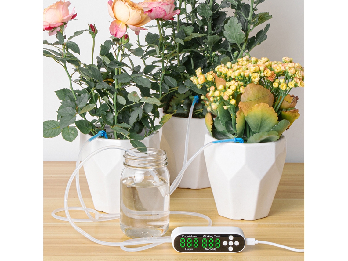 Dispositivo de riego automático inteligente, sistema de riego por goteo para 10-20 plantas en maceta, jardín, terraza.