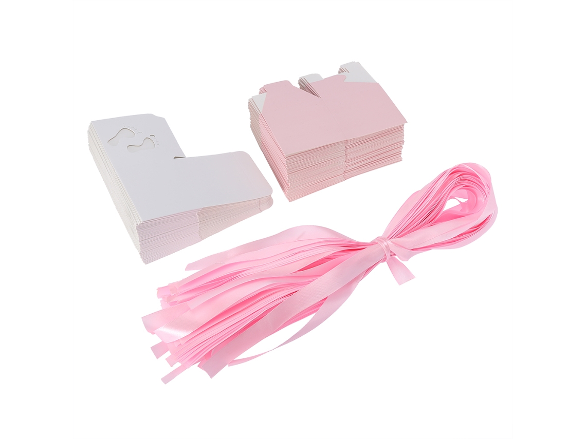 50 Adorables Cajitas De Papel Con Forma De Huellas De Bebé Para Bodas Y Baby Showers (rosa)
