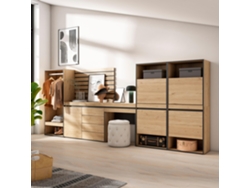 Zapatero, 357x145x35 cm, Dormitorio, habitación, Vestidor abierto, Cómoda, Cajonera, Listones Decorativos, Tocador, Roble SKRAUT HOME