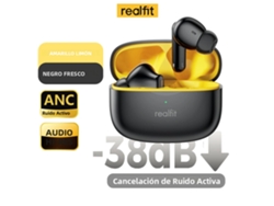 Auriculares Bluetooth (negros) Con Cancelación Activa De Ruido, Función De Llamada Enc Y Graves Estéreo Hifi.