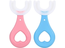 Cepillo de dientes en forma de U para niños, 2 unidades, entrenamiento manual, cabezal de silicona suave de grado alimenticio GOKOCO