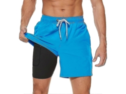 2026-pantalones De Baño Para Hombre Con Liner De Compresión 2 En 1 Secado Rápido Con Bolsillos Con Cremallera Cortos De Playa Elásticos