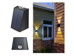 Aplique solar de pared para exteriores, superior e inferior, iluminación solar para caminos, luminaria de exterior ORBITRA COMMERCE (negro, luz cálida)
