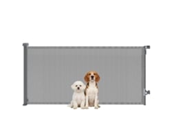 Portão Retrátil Cães Extensível 180 Cm Escadas Cinza