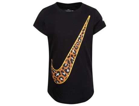 Camiseta de Niños NIKE KIDS Leopard Swoosh Negro (6/7 Años)