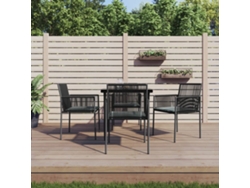 Juego de comedor de jardín de 5 piezas con cojines de mimbre de acero negro de DKD Home Decor